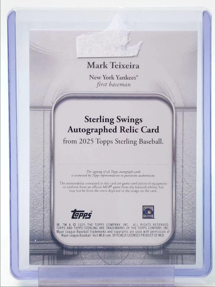 MARK TEIXEIRA 2025 TOPPS STERLING SWINGS DUAL PATCH YANKEES AUTO 20/25 - Image 2 of 2