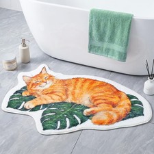 Funny Cat Bath Mat Plush Absorbent Non Slip 20" x 31.5" Washable Decor Rug