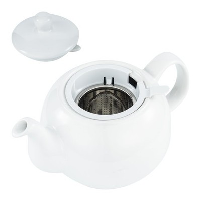 Porcelain Tea Pot With Stainless Steel Tea Infuser Loose Leaf Brewer White