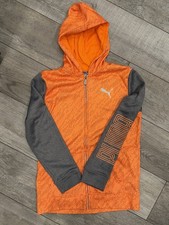 Boys PUMA Light Full Zip Jacket Gray Orange Size- XL 18-20