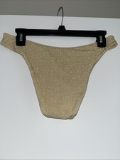 Aerie Cheeky Bikini Bottoms Beautiful Shimmery Metallic Gold Size Large NWT