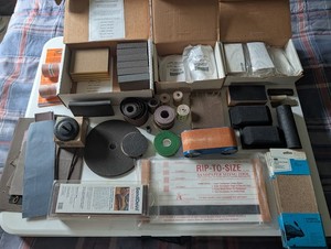 VINTAGE WOOD WORKING LOT HAND SANDERS PAPER KLINGSPOR DAVID OTHERS VARIOUS GRITS