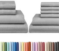 Queen Bed Sheets Set - 4 6 Piece in Heathered Grey