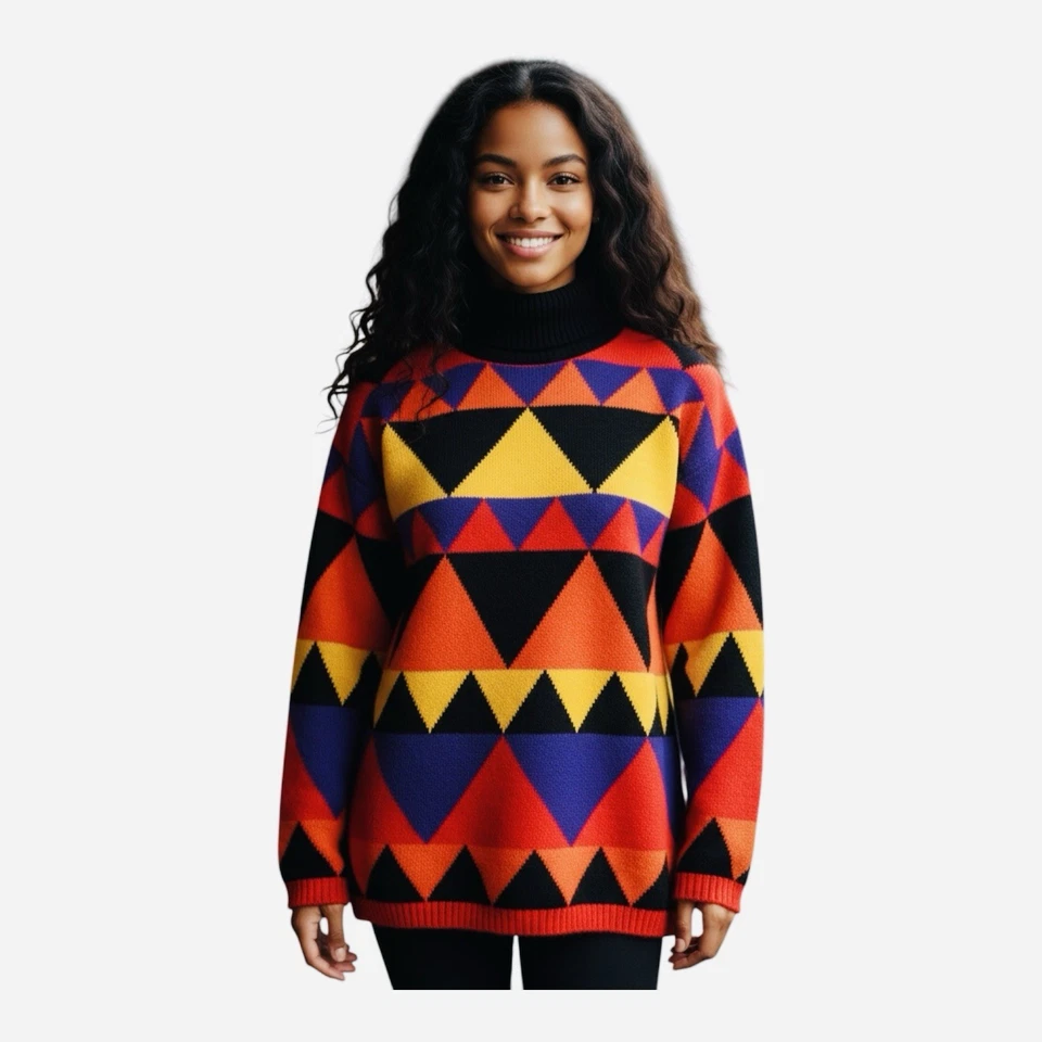 Suéter Neiman Marcus Cashmere Multicolor Cuello Alto Mujer’s Talla M Foto 3 de 4