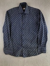 Ben Sherman Shirt Men's Large Blue Striped Long Sleeve Button Down Collared
