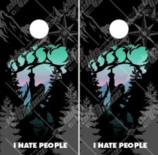 Bigfoot I Hate People Cornhole Wrap Bag Toss Skin Decal Sticker Wraps