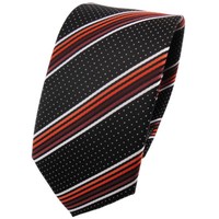 Schmale Tigertie Designer Krawatte Orange Braun Silberweiss Schwarz Gestreift