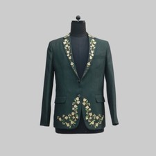 Green Gold Blazer Mens Western Custom Partywear Blazer Wedding Suit outfits