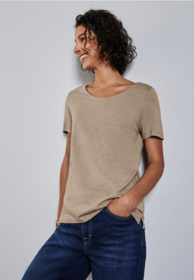 Street One | Basic T-Shirt in Unifarbe | Farbe: safari beige 15617, 322897