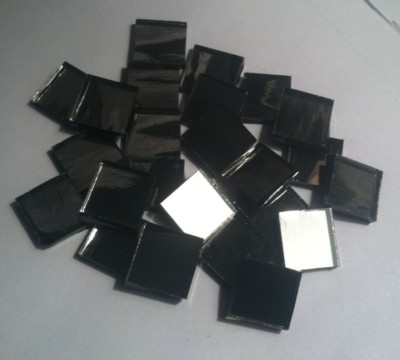 25 Tiles - Gunmetal Gray Glass Mirror Mosaic Tiles - 3/4 inch - Mixed Media Art
