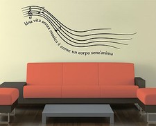 WALL STICKERS ADESIVI MURALI Pentagramma Musicale Musica note Chiave violino