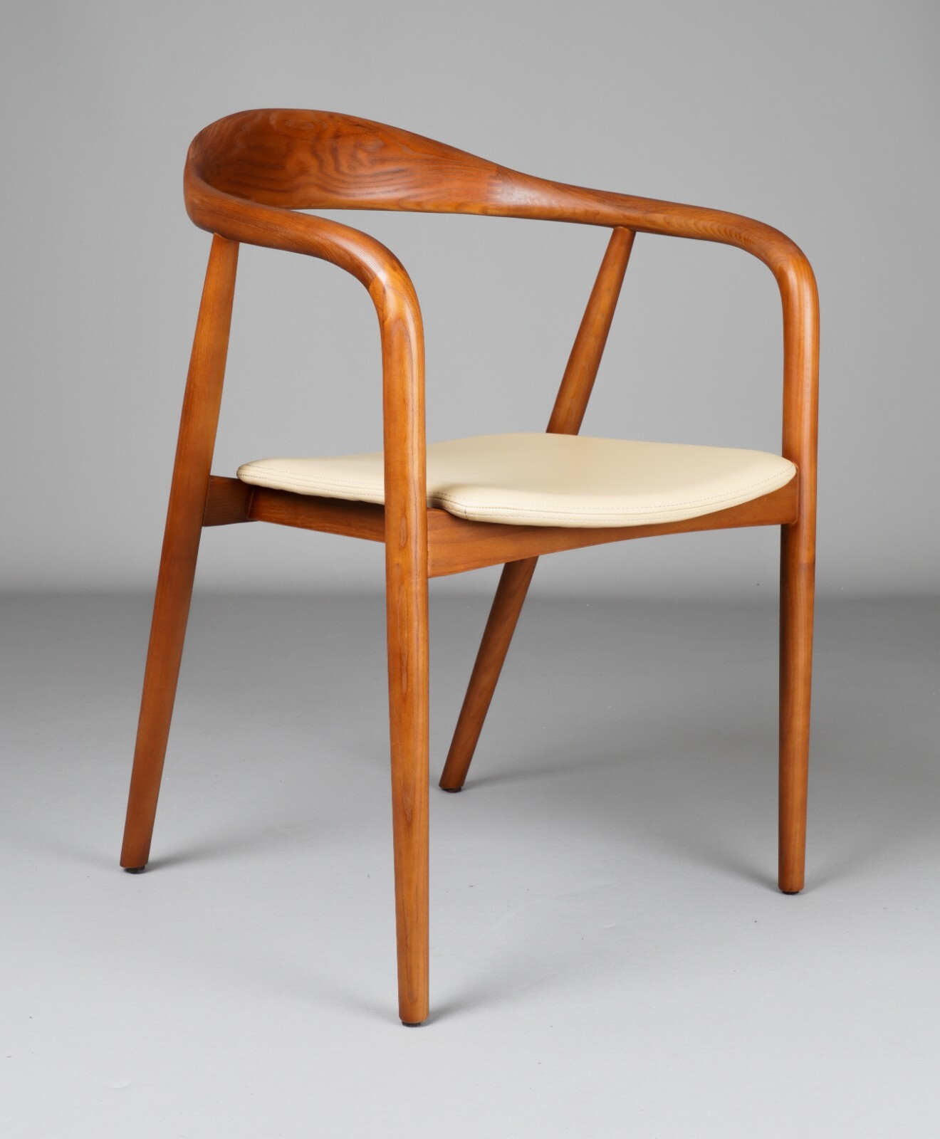 'Lars' Accent Dining Chair in Cream Vegan Leather Armchair MidCentury