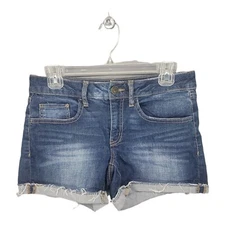 So American Heritage Womens Shorts Jean Shortie 5 Blue Denim Cuffed Summer