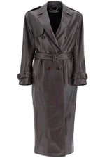 Alessandra Rich Double-breasted Nappa Leather Trench Coat Size 40