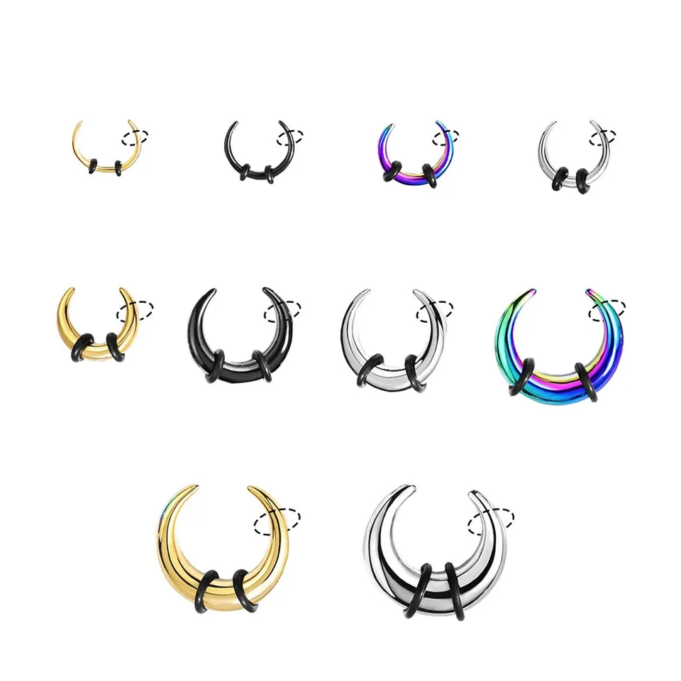 Acero quirúrgico media luna cónicos estiradores de toro herraduras anillo de tabique Foto 4 de 4