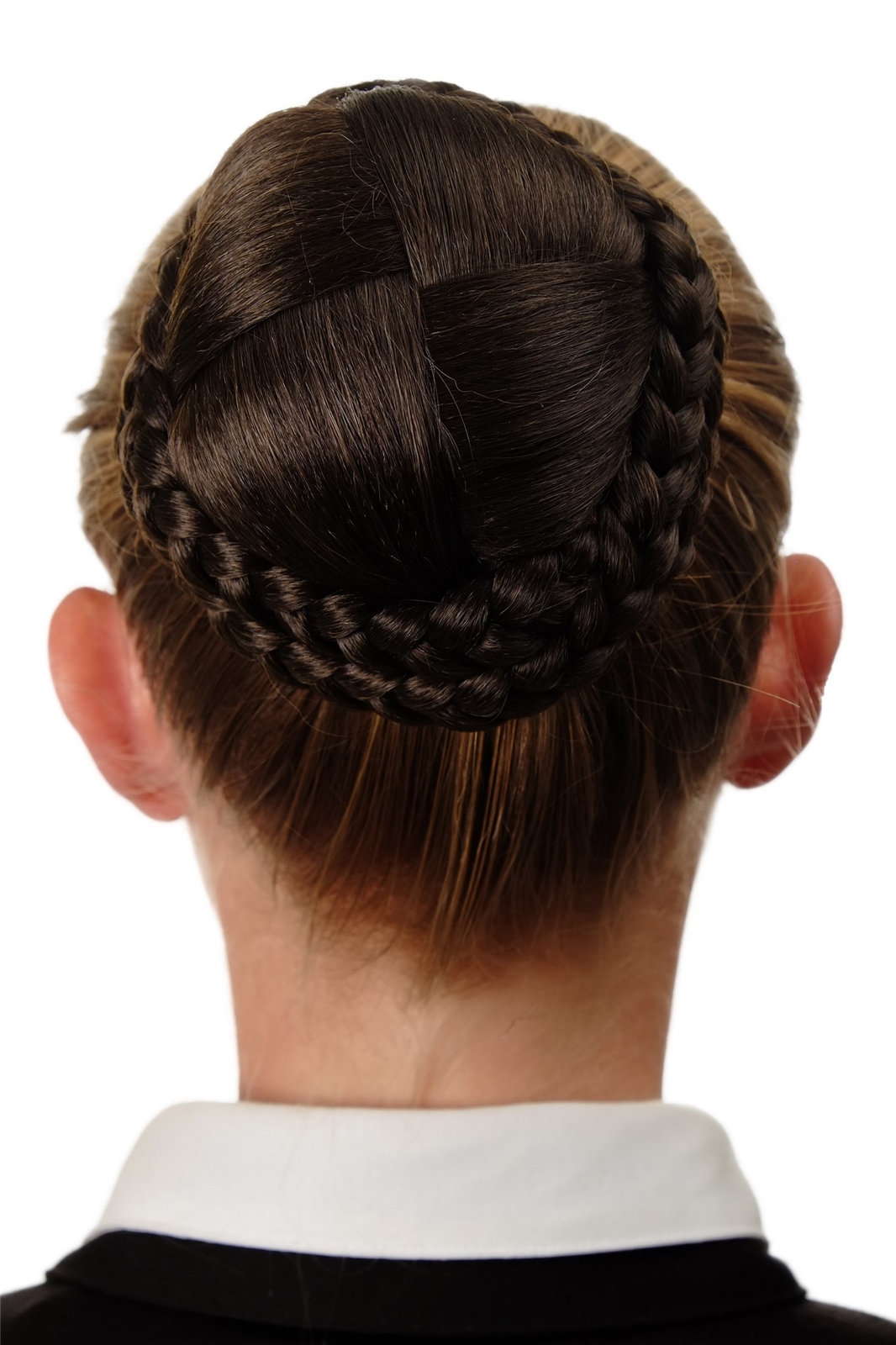 Bun Hair Piece Ornate Braided Hair Bun Costume Mittel-Asch-Braun N796-8
