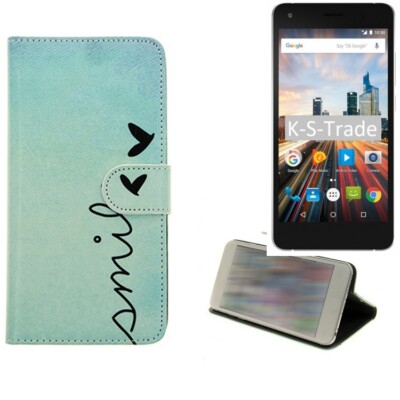360° Schutz Hülle für Archos 50f Helium Lite Wallet Case Design smile