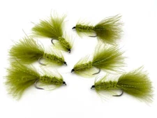 Olive Wooly Bugger - 6 pack of BARBLESS sz4 Wooly Bugger Fly Fishing Flies