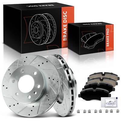 6Pcs Front Drilled Rotors & Ceramic Brake Pad for Dodge Sprinter 2500 2007-2009