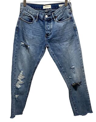 PacSun Women's Blue Distressed Raw Hem Girlfriend Jeans