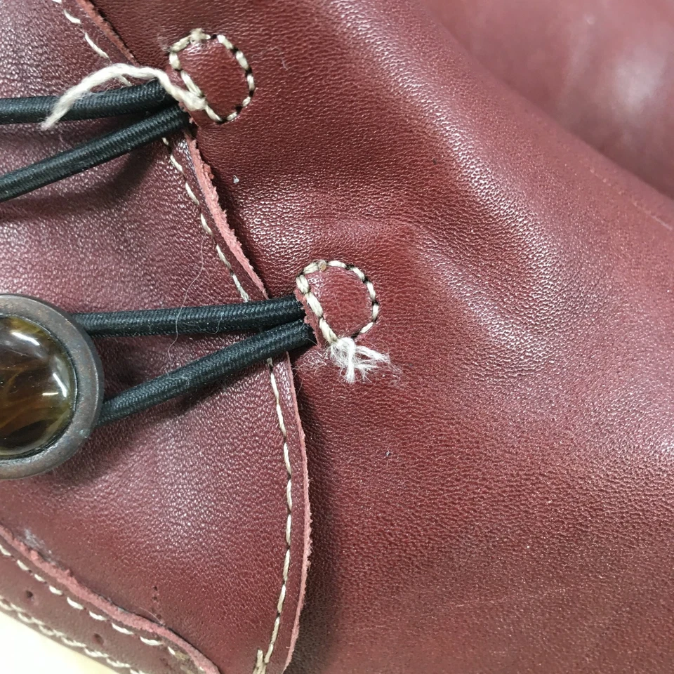 Zapatos Taos Para Mujer 10 Mocasines Doble Toma Cuero Granate Planos Informales Sin Cordones Foto 4 de 4