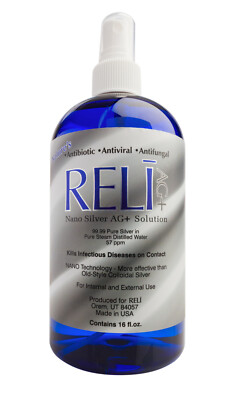 RELI NANO SILVER AG+ SOLUTION, 57 PPM, 1-16 oz Bottle