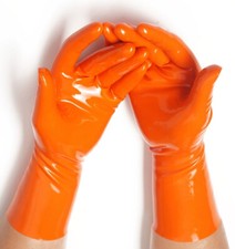 Orange latex short gloves Size S,M,L,XL