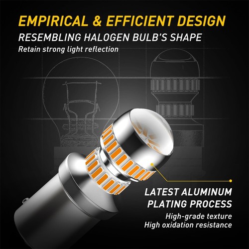 AUXITO LED Front Turn Signal BA15S Light Bulbs 1156 7506 Amber Yellow 54H 2/4/6 - Picture 5 of 23