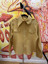 70's Yellow Disco Era Dagger Collar Polyester Button Up