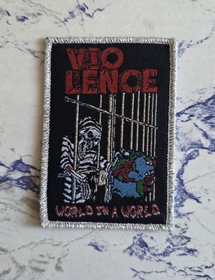 Vio-lence World in a World Silver Glitter Woven Patch