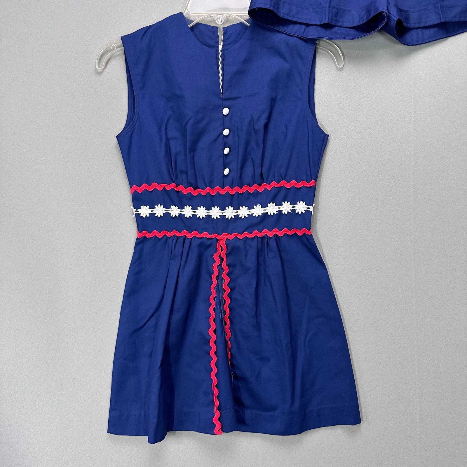 Vintage Mini Dress Womens XS/S Blue Romper with Shorts USA Patriotic 60s 70s image 5