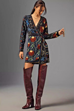 New Farm Rio x Anthropologie Mixed Arabesque Scarves Wrap Mini Dress S NWT