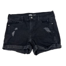 Old Navy Boyfriend Mid Rise Distressed Cuffed Women's size 10 Black Denim Shorts