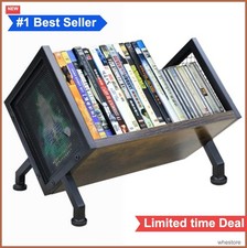 DVD CD Storage Rack Holds 28 Cases Wooden Media Organizer Blu Ray Video Game