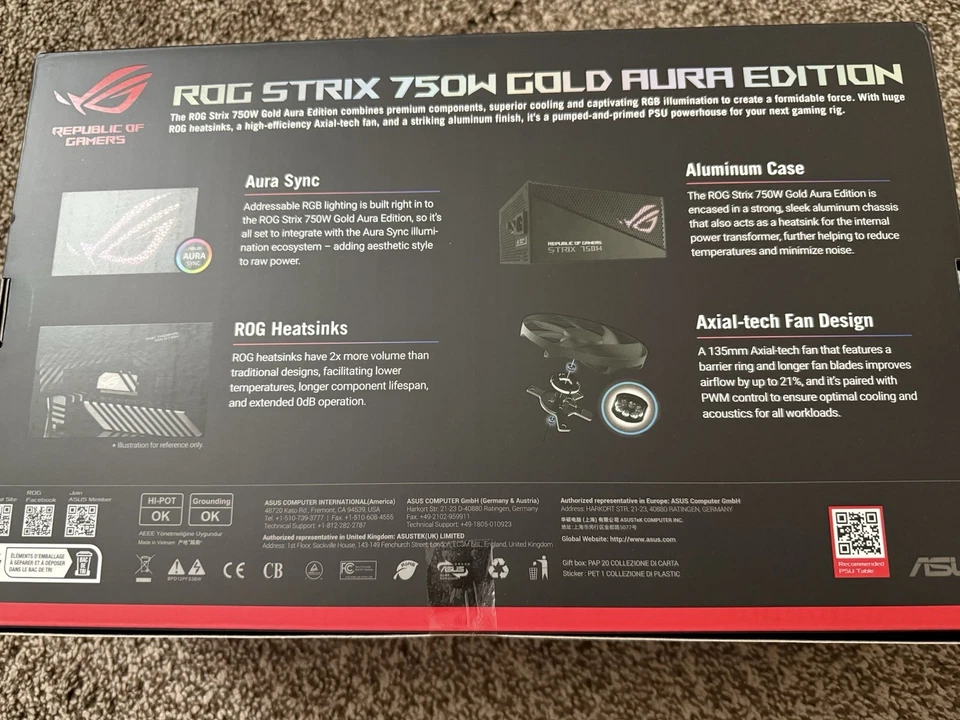 ASUS ROG Strix 750W Gold Aura Edition Fully Modular ATX Power Supply, 80+ Gol... - Image 3 of 4