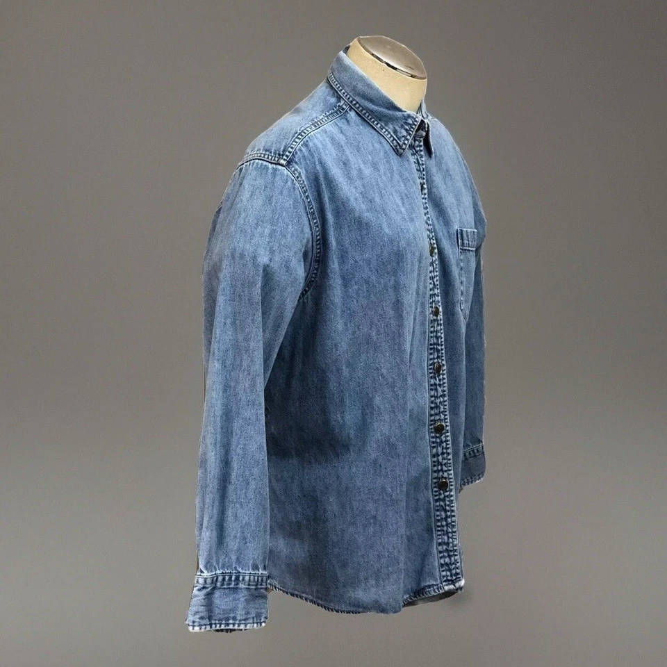 Camisa Vaquera Bill Blass L Para Hombres De Colección Chaqueta Vaquera Ligera Abotonada Azul L/SLV Foto 2 de 4