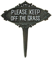 TT207 Series Please Keep Off The Grass Sign,Black and White,9"H