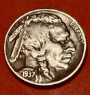 1937 S Buffalo Nickel USA 🇺🇸 Coin - San Francisco Mint Full Date XF #B6