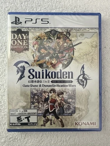 Suikoden I & II HD Remaster Day One Edition PS5 New Sealed ** LOOSE DISC**