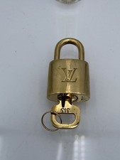LOUIS VUITTON PadLock Lock  Key Brass Gold Authentic Made In France Number 313