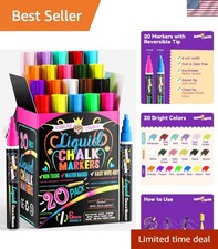 Vibrant 20 Liquid Chalk Markers - Easy Clean Removable Color for Any Surface