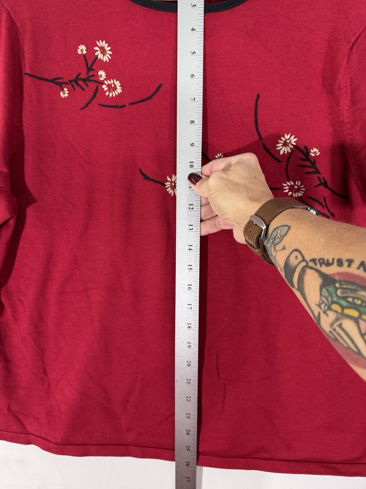 pendleton Red Black Pullover With Embroidery Silk… - image 4