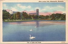 Minneapolis Minnesota Loring Park, Geese on the Pond-City of Lakes & Parks 1951