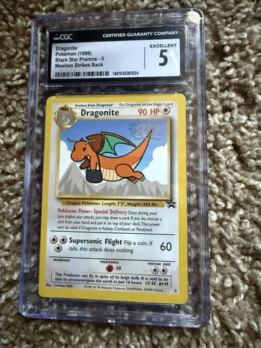CGC 8.5 NM-MINT+ Dragonite # 5 WB Movie WOTC Black Star PROMO Pokemon Card