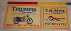 VINTAGE NOS TRIUMPH MOTORCYCLES DEALER PORCELAIN METAL GASOLINE OIL SIGN LOT O 2