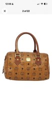 Authentic MCM Visetos Leather Boston Bag Hand...