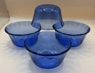 Set of 4 PYREX 463 175ml Cobalt Blue bowls Ramekin 3-Ring Design -6 OZ.