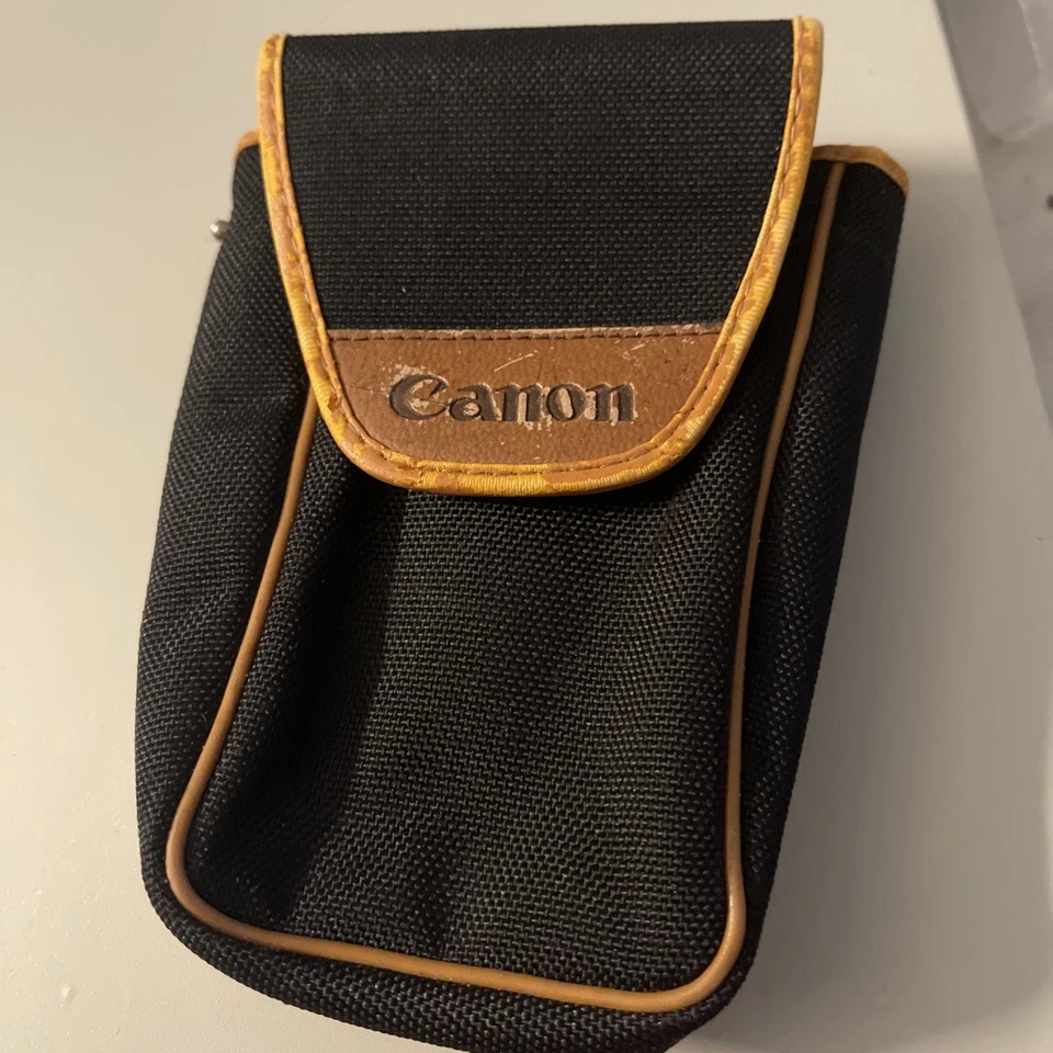 Vintage Canon Black Brown Vinyl Belt Loop Carrying Case for Compact Camera Japan - Image 3 of 4