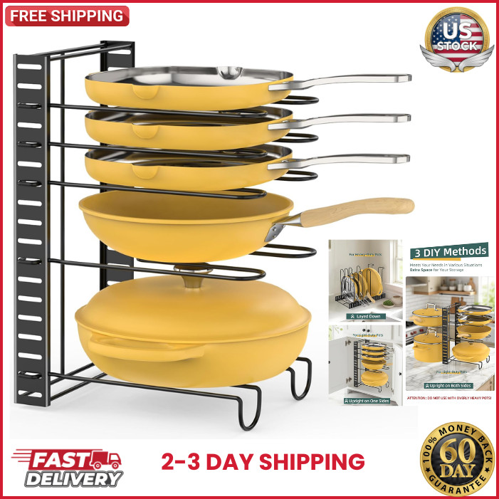 Pots and Pans Organizer for Cabinet Adjustable 5 Tier Organizer Rack USA