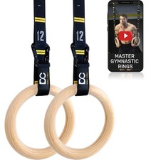 Gymnastics Rings with Quick Adjust Numbered Straps and Exercise Videos Guide ...